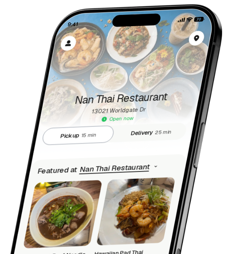 Nan Thai Restaurant app preview